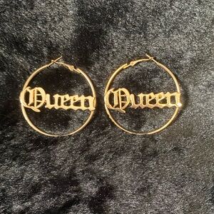 14K Gold Luxury Queen Hoop Earrings